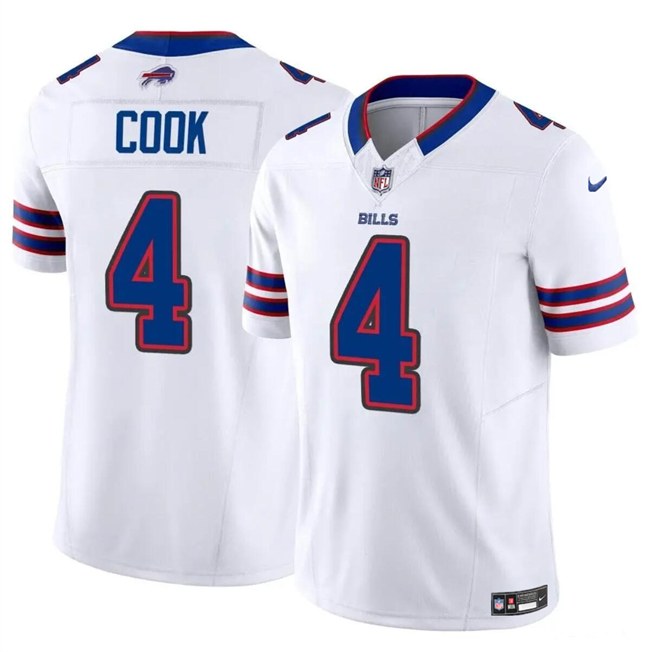 Men's Buffalo Bills #4 James Cook White 2023 F.U.S.E. Vapor Untouchable Limited Football Stitched Jersey